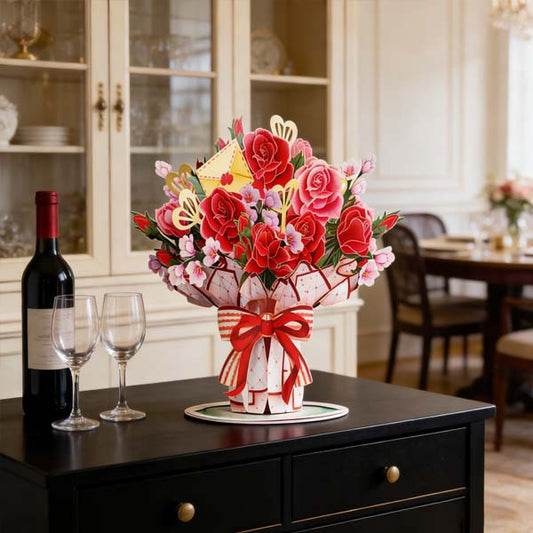 „Amžinas žydėjimas“ – 3D pop-up gėlių puokštė